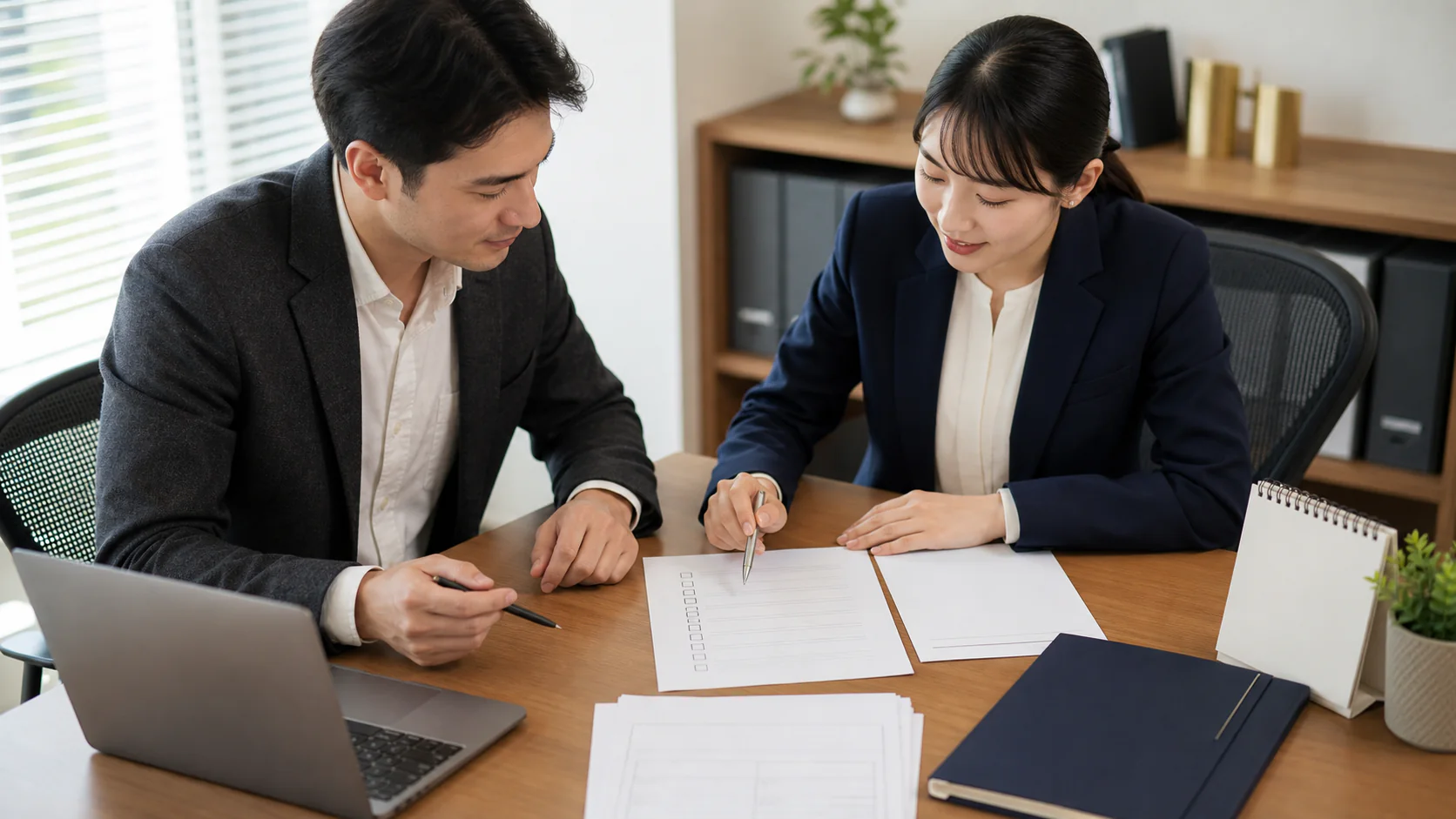在留期間更新の書類を準備する担当者