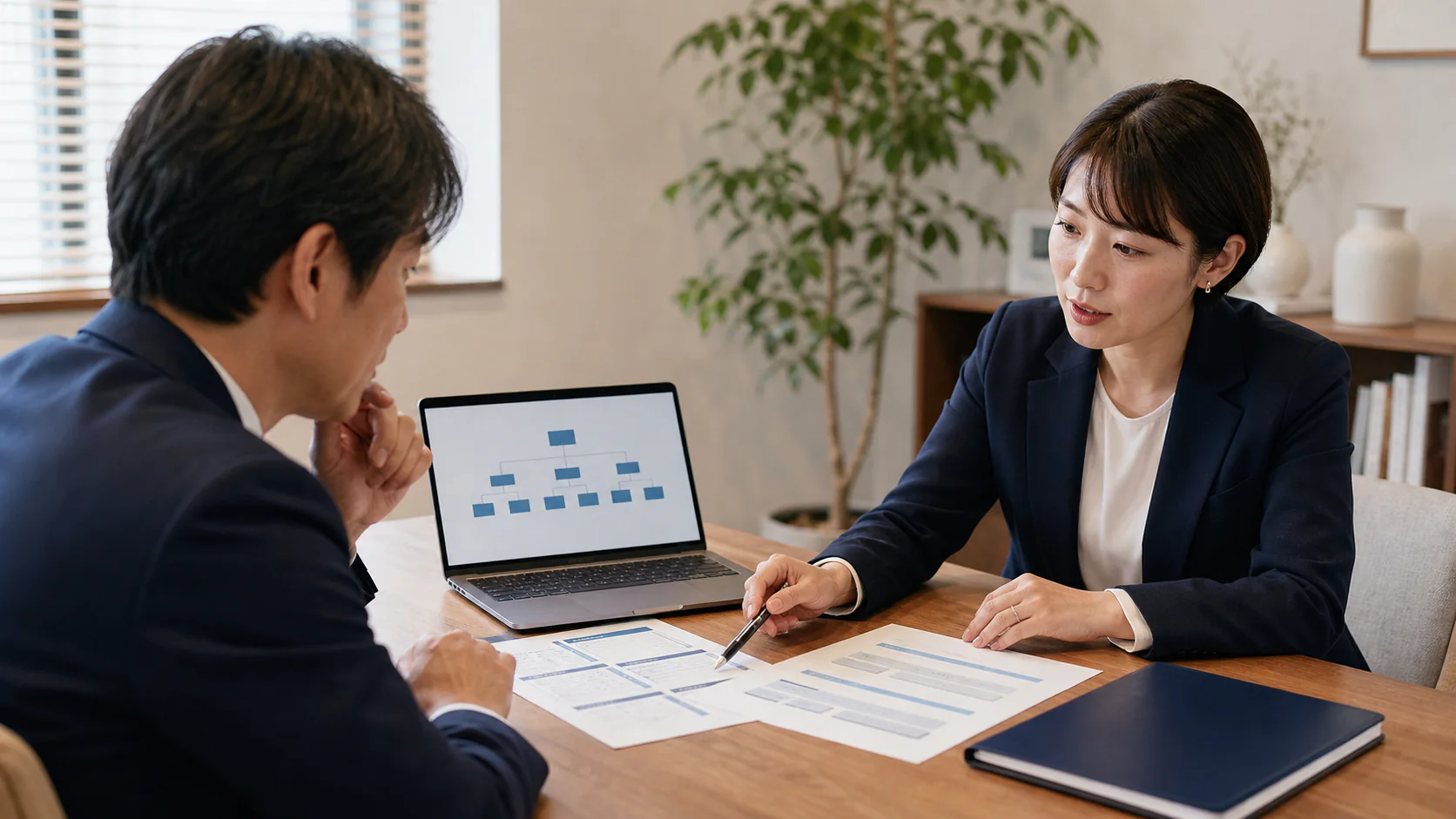 採用予定の職務と経歴を確認する打ち合わせ